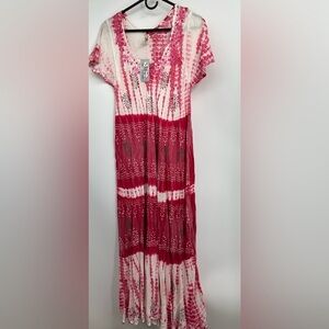 India Boutique Maxi Dress OSFA free size NEW Pink gorgeous Boho Flare